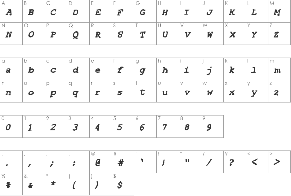 SF Espionage Heavy font character map preview