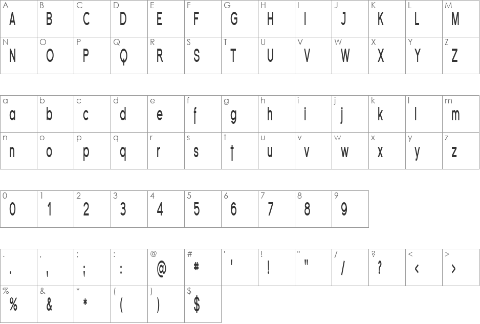 SF Florencesans Comp font character map preview