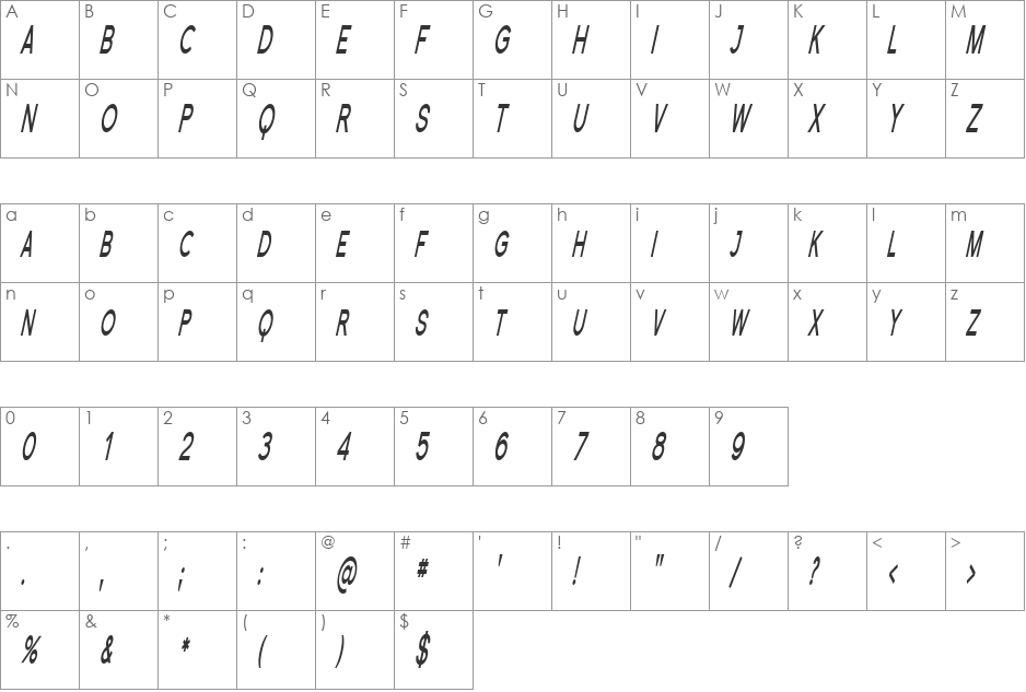 SF Florencesans SC Comp font character map preview