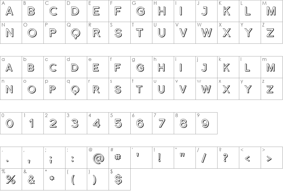 SF Florencesans SC Shaded font character map preview