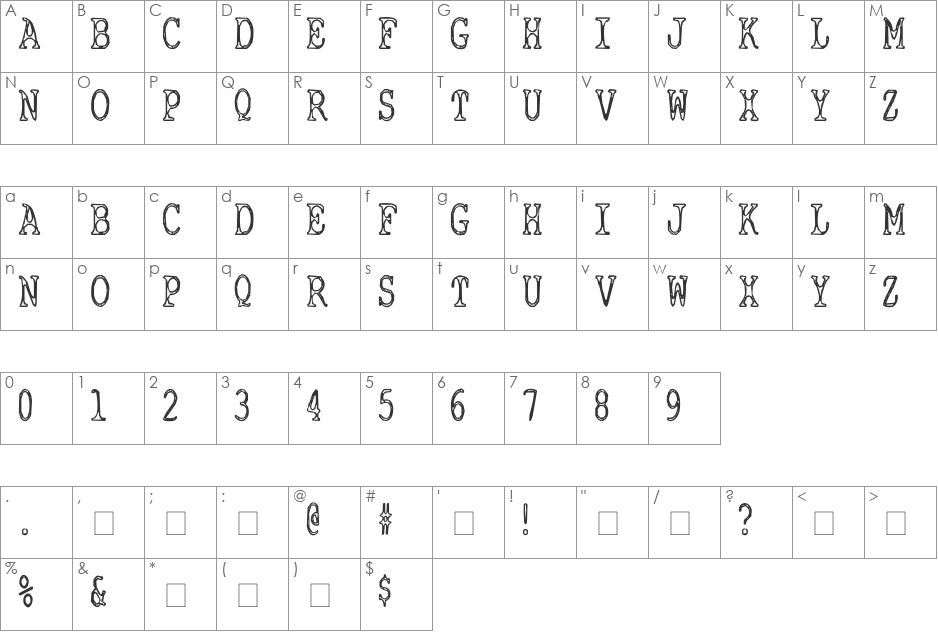 AdLib font character map preview
