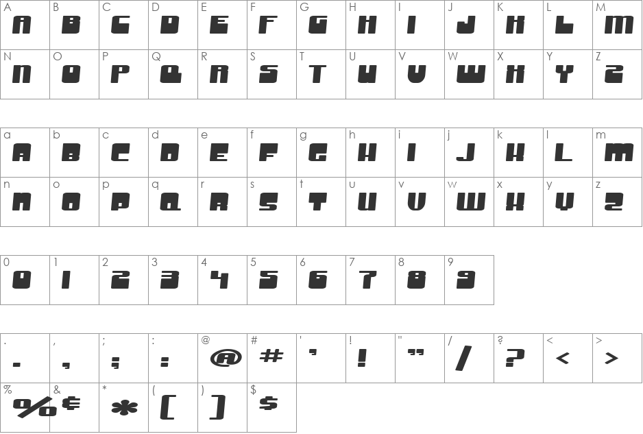 SF Groove Machine Extended font character map preview