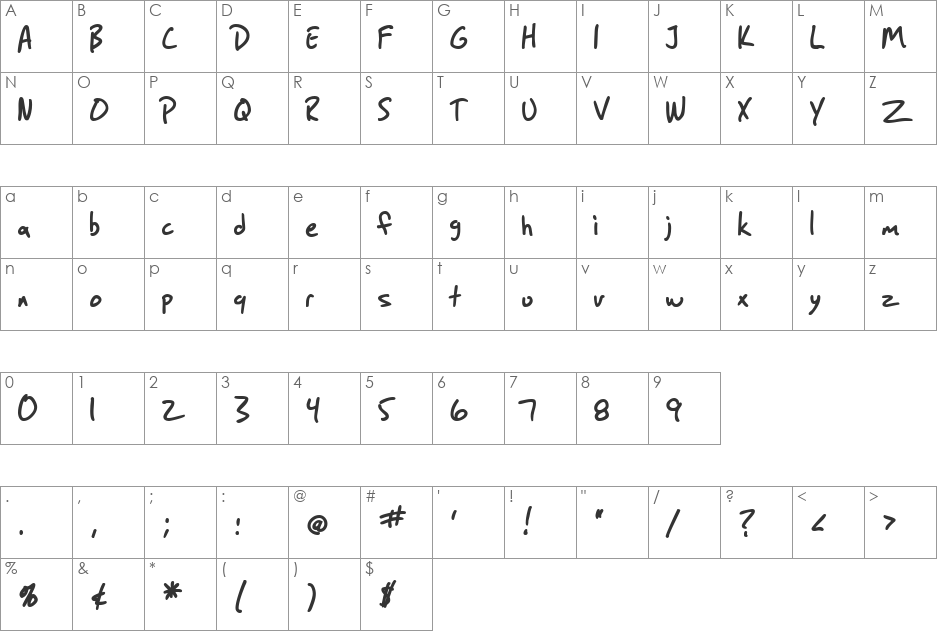 SF Grunge Sans Shadow font character map preview