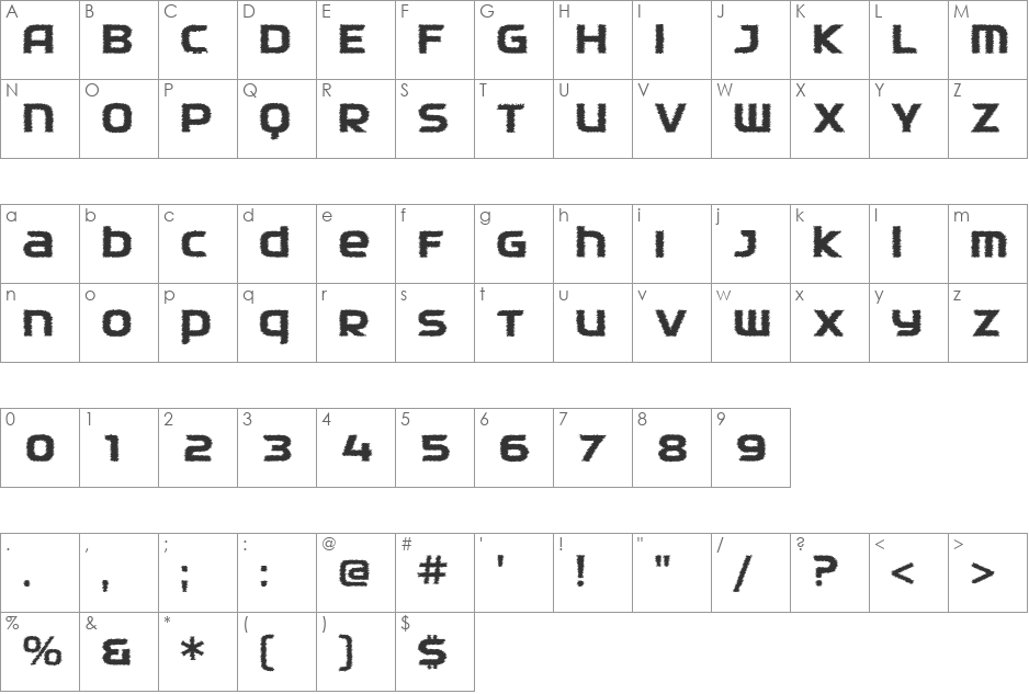 SF Hypocrisy Sketched font character map preview