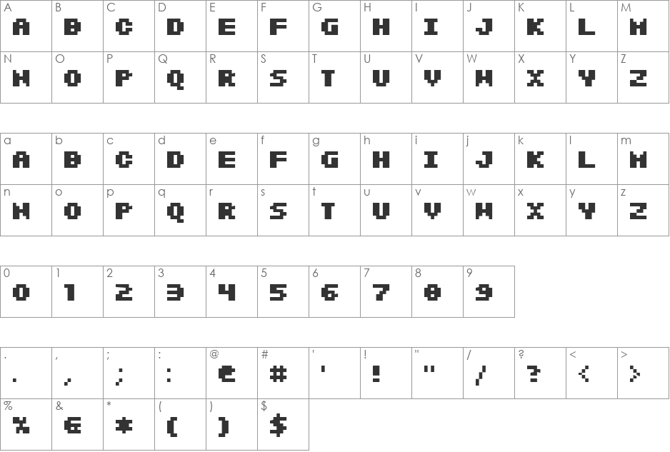 SF Intermosaic font character map preview