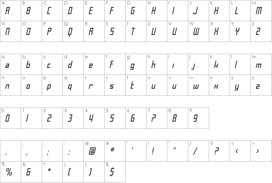SF Laundromatic Condensed font character map preview