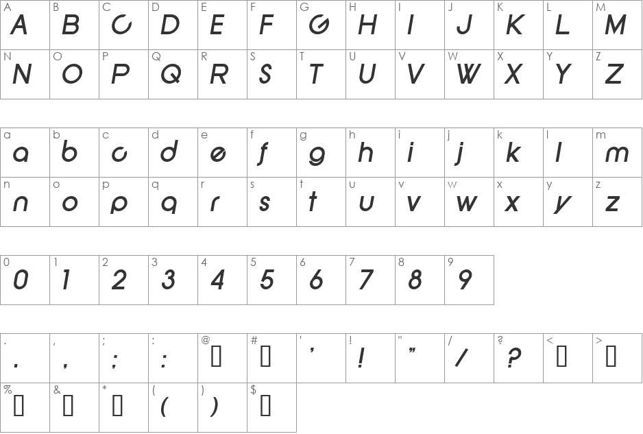 SF New Republic2 font character map preview