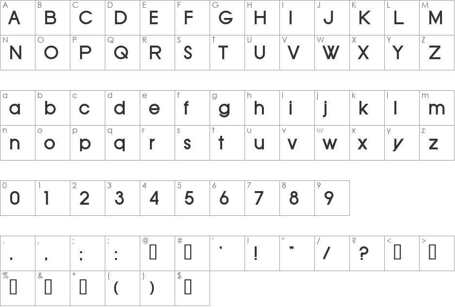 SF Old Republic SC font character map preview