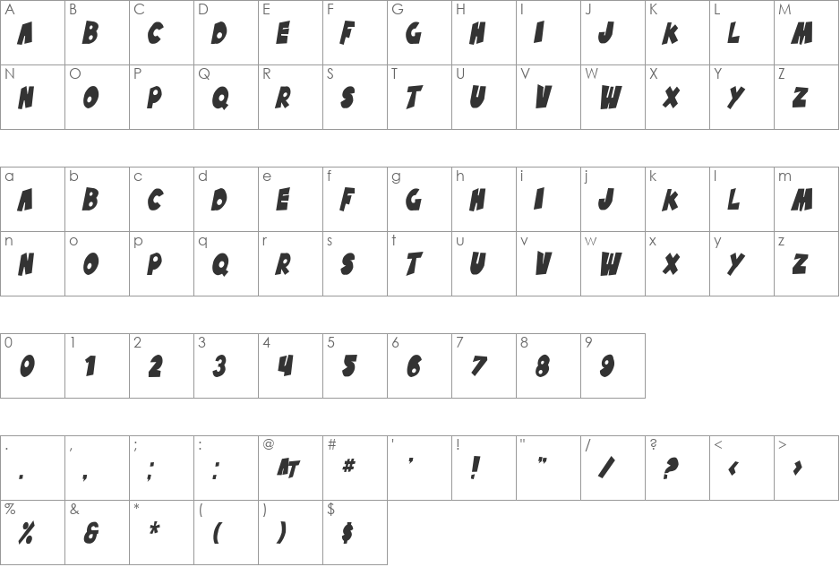 SF Pale Bottom Condensed font character map preview
