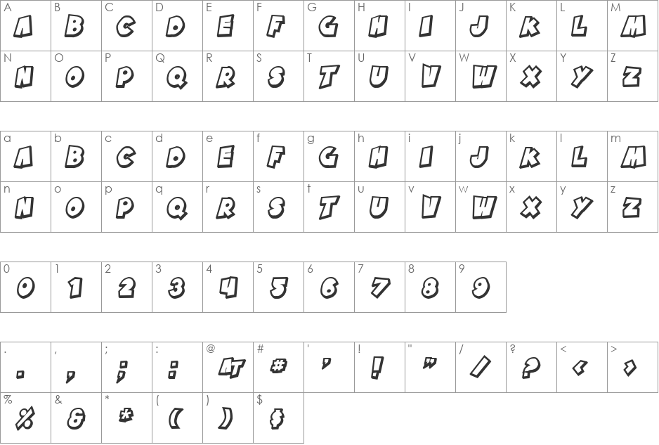 SF Pale Bottom Shaded font character map preview