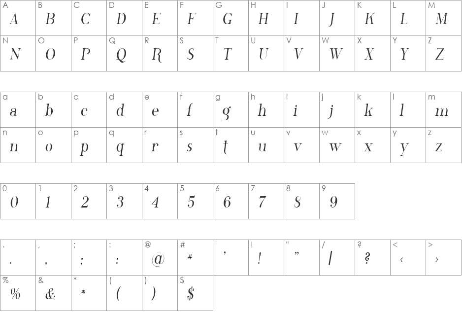 SF Phosphorus Chloride font character map preview