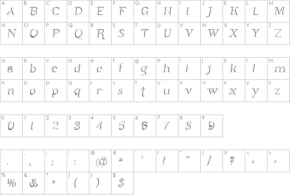SF Phosphorus Dihydride font character map preview
