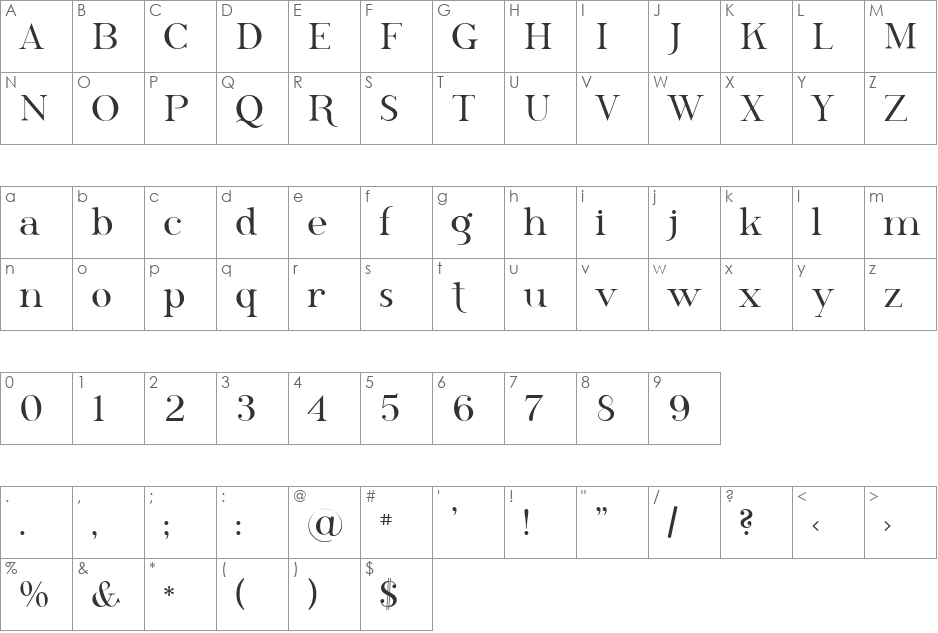 SF Phosphorus Selenide font character map preview