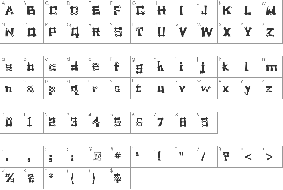 AdLib font character map preview