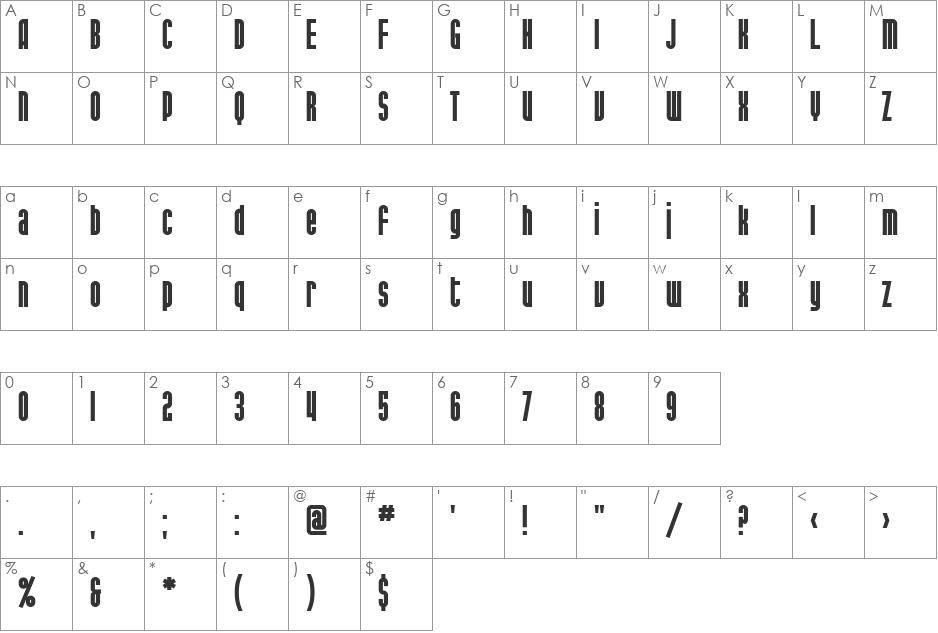 SF Port McKenzie Outline font character map preview
