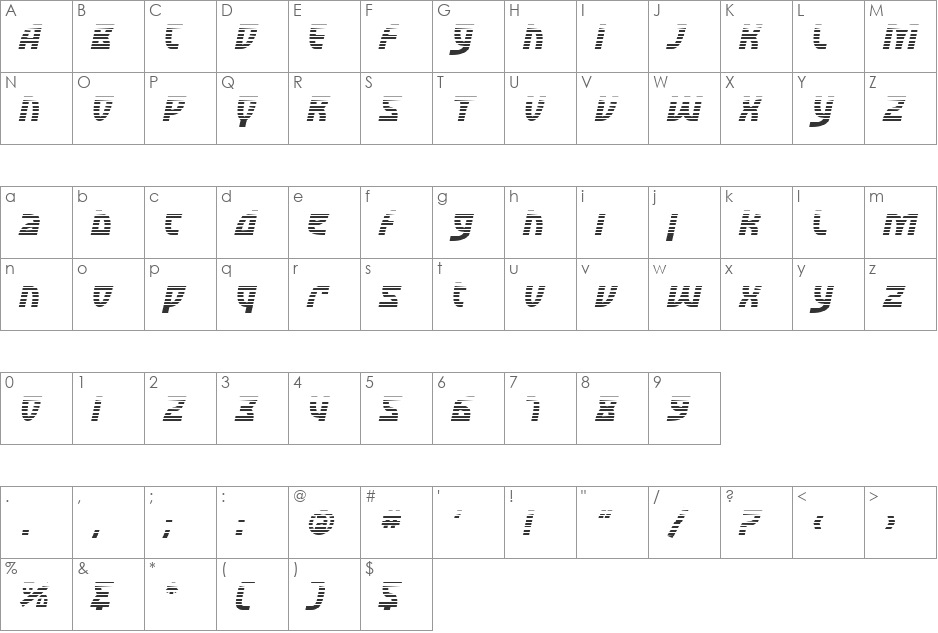 SF Retroesque FX font character map preview