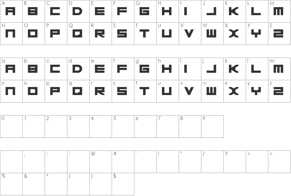 Basica v.2012 font character map preview
