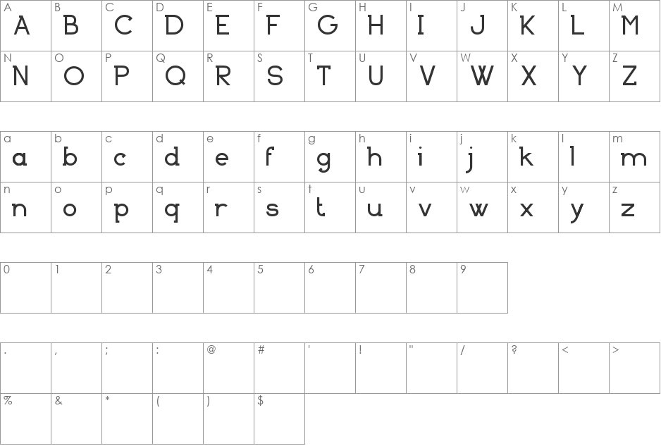 Basically Serif_FREE-version font character map preview