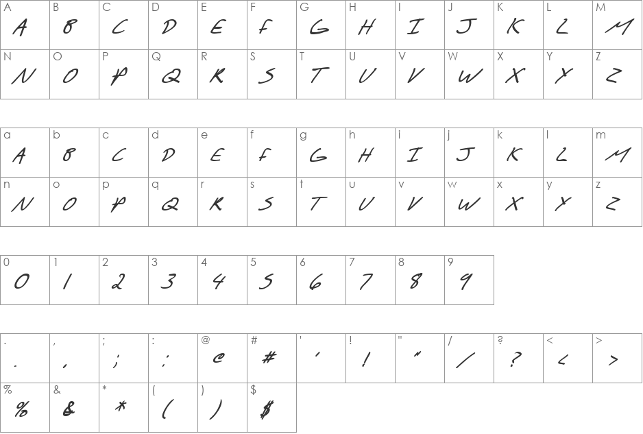 SF Scribbled Sans SC font character map preview