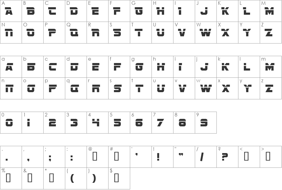 SF Sports Night font character map preview