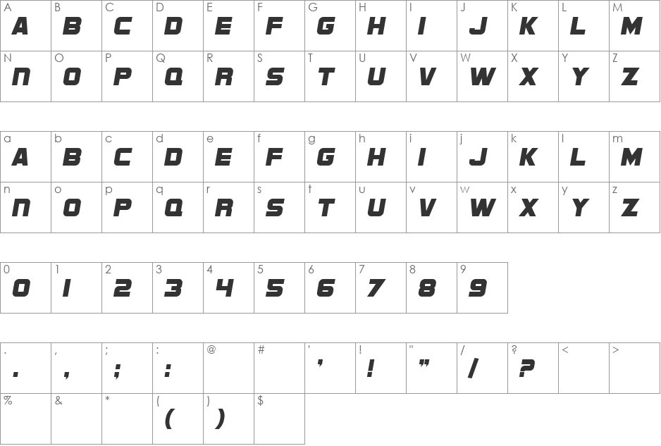 SF Sports Night NS font character map preview