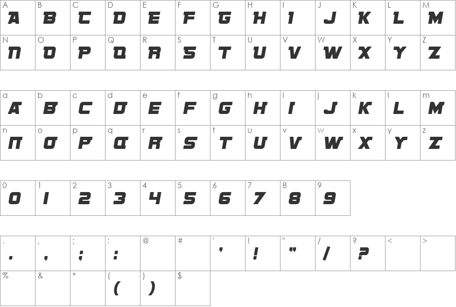 SF Sports Night NS Alternate font character map preview