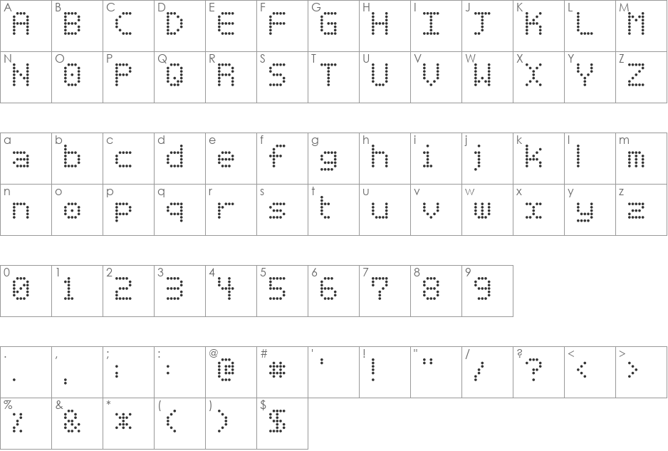 Basicdots font character map preview
