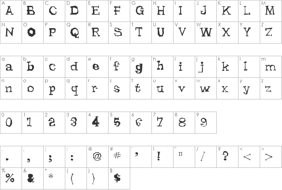 AdLib font character map preview