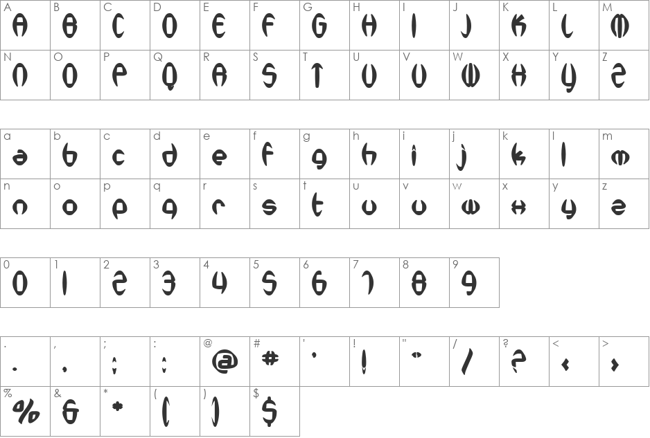 SF Synthonic Pop font character map preview