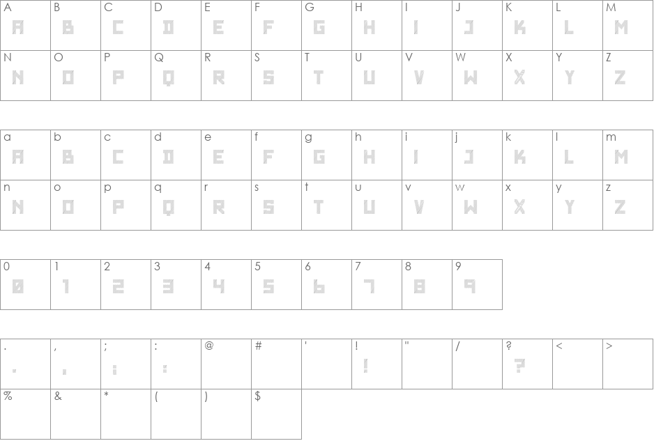 SF WADIM GIANT font character map preview