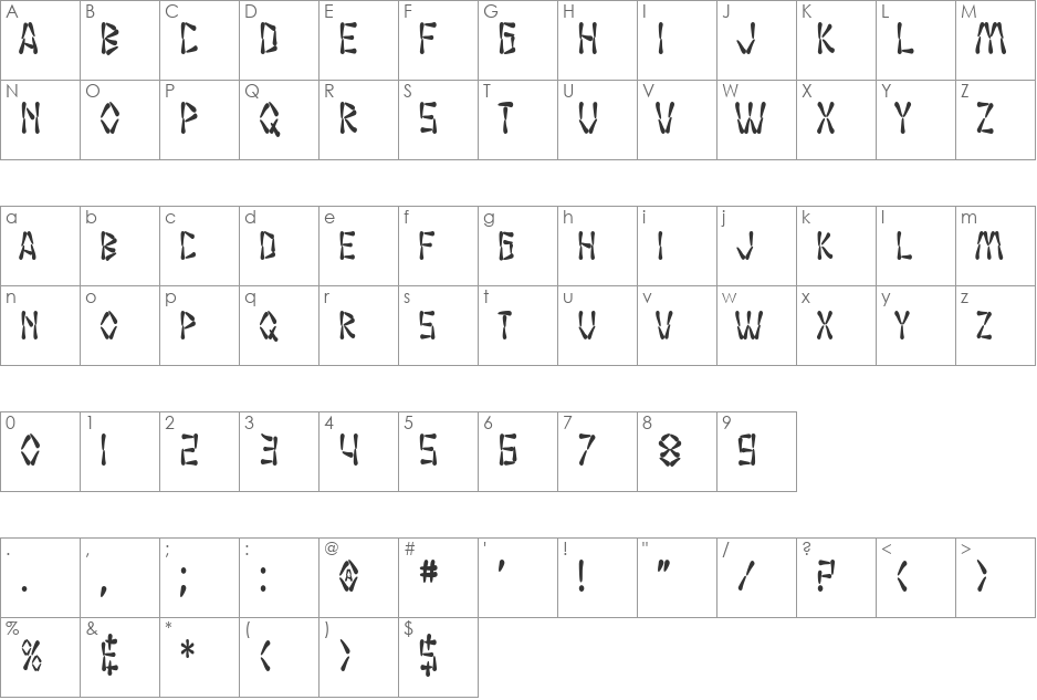 SF Wasabi Condensed font character map preview