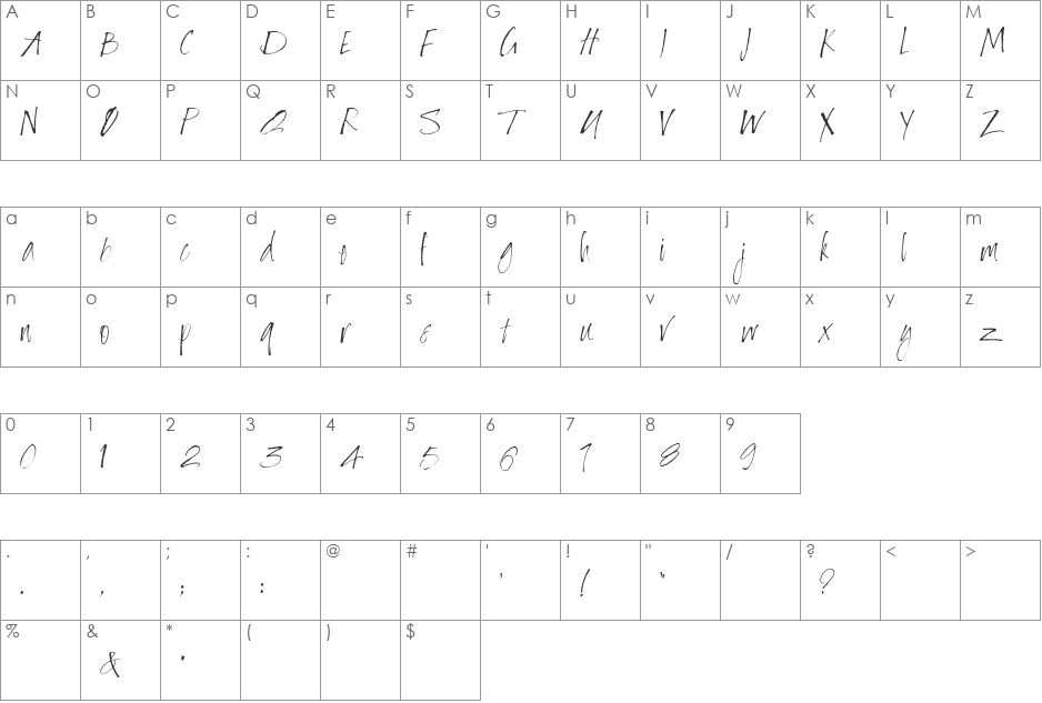 SF-Cali font character map preview