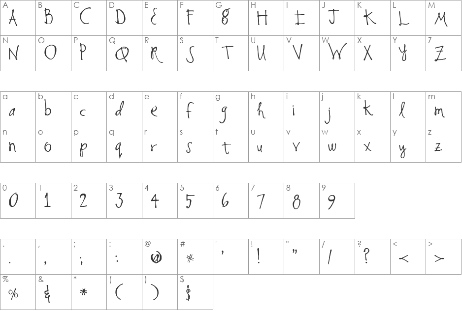 SF-Happiness font character map preview