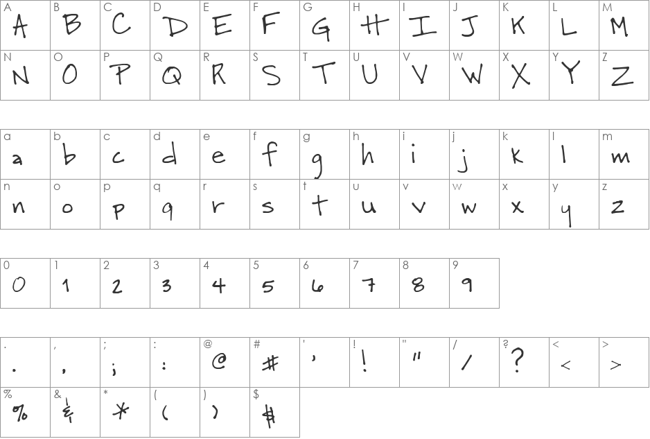 SF-Heather font character map preview