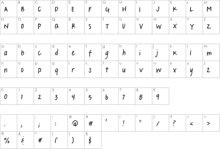 SF-JWoodbury font character map preview