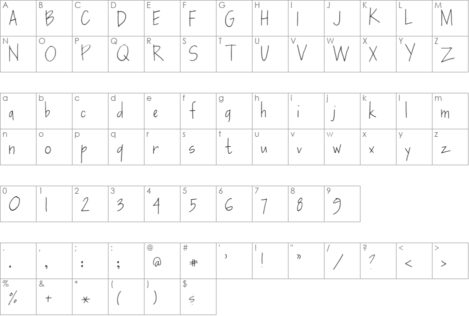 SF-Karens font character map preview