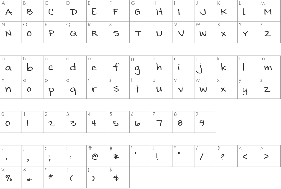 SF-Kats font character map preview