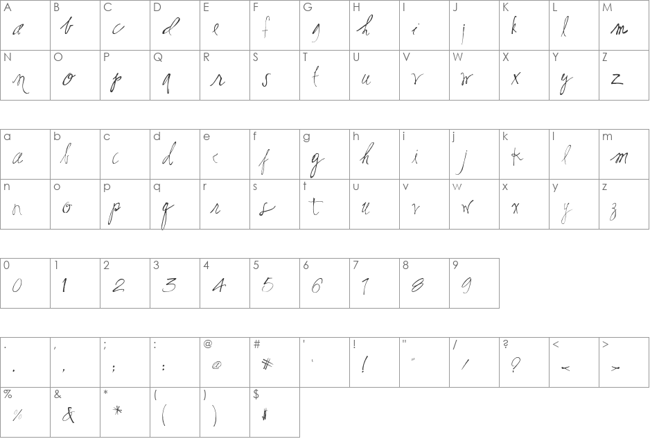 SF-Remember font character map preview