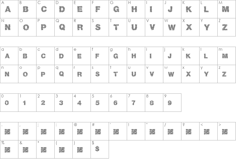 BasicScratch font character map preview