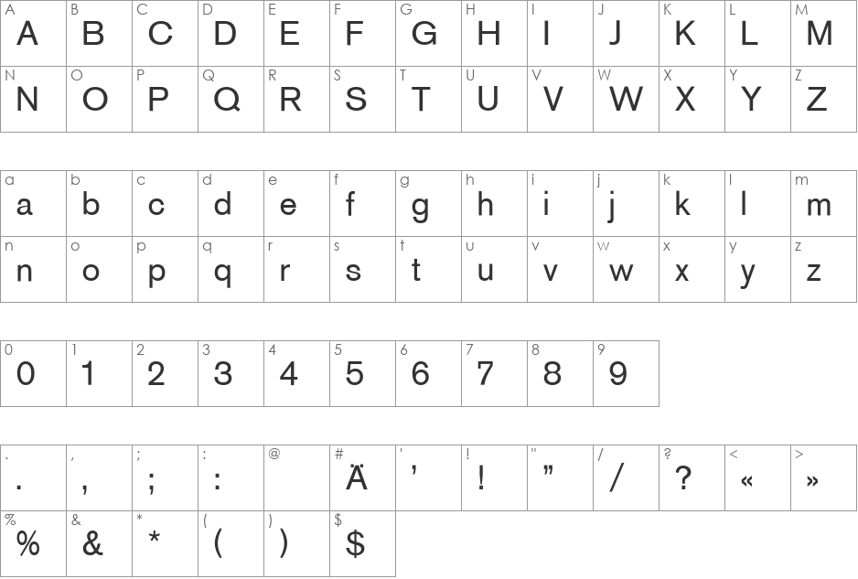 Sh Ad Grotesk font character map preview