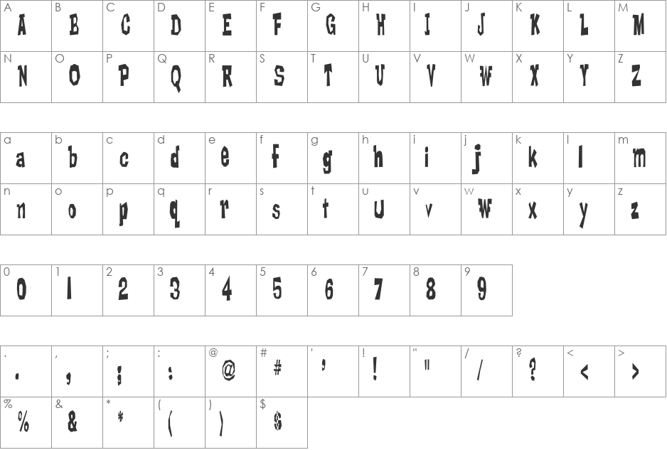 AdLib font character map preview