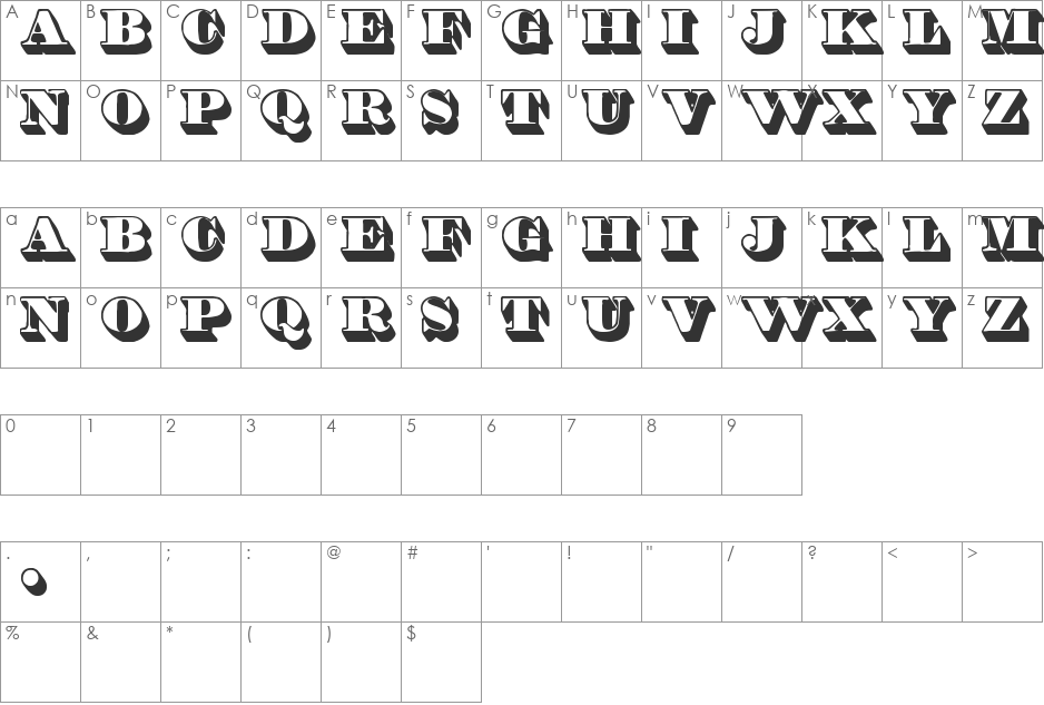 Shadded tfb font character map preview