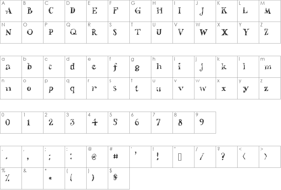 ShadedLetters font character map preview