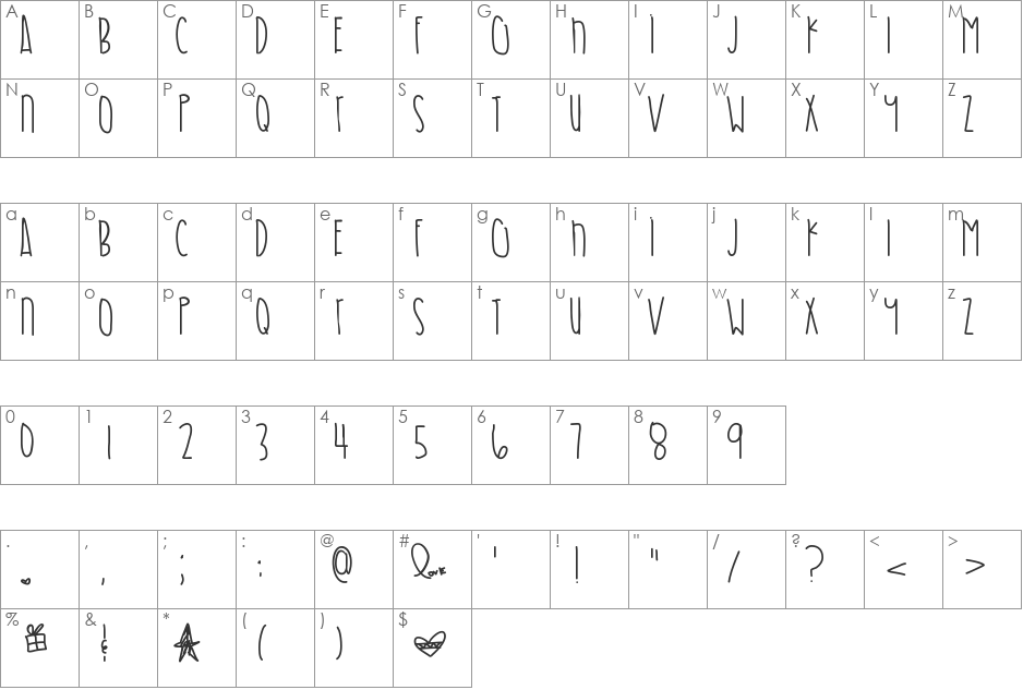 ShadesOfBlue font character map preview