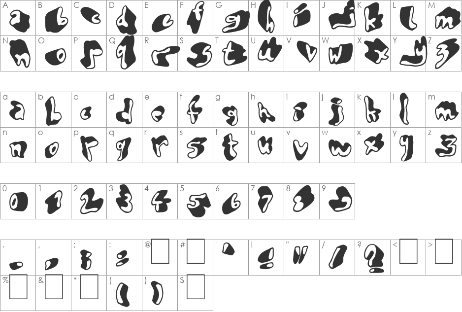 Shadow Mole font character map preview
