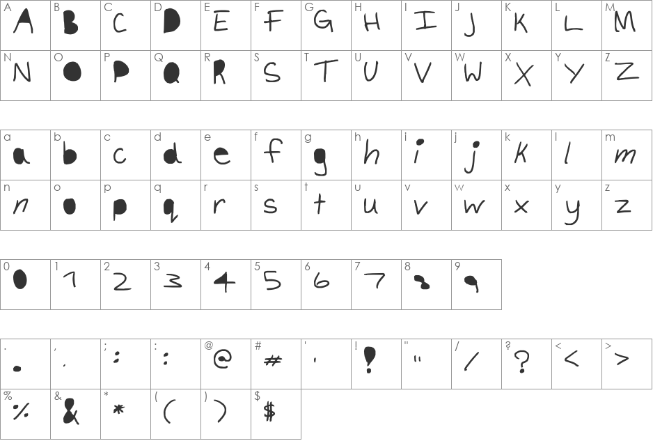 shadow script font character map preview