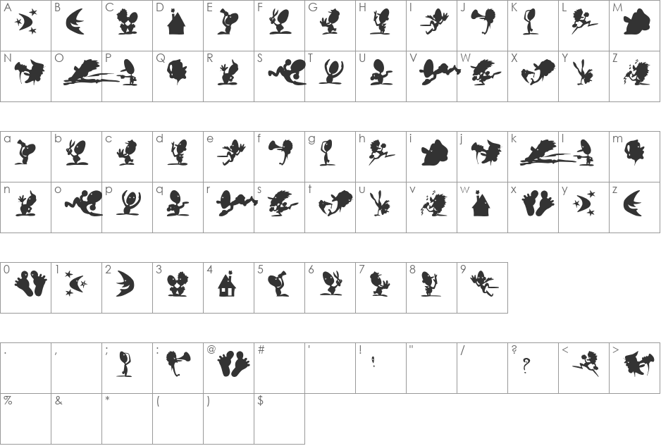 ShadowPlaying font character map preview