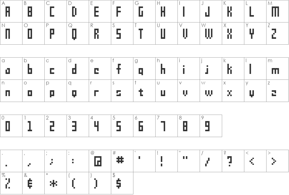 SHAKAGRAPHIC font character map preview
