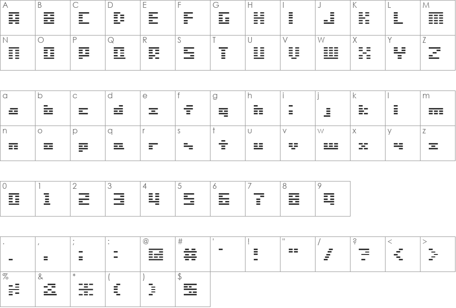 SHAKAGRAPHICS font character map preview