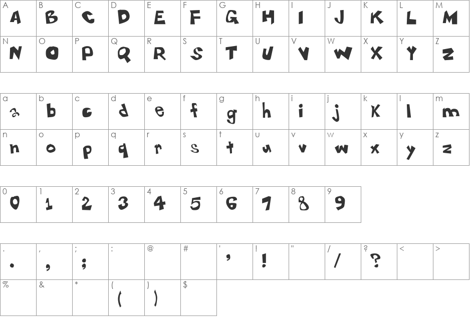 AdLib font character map preview